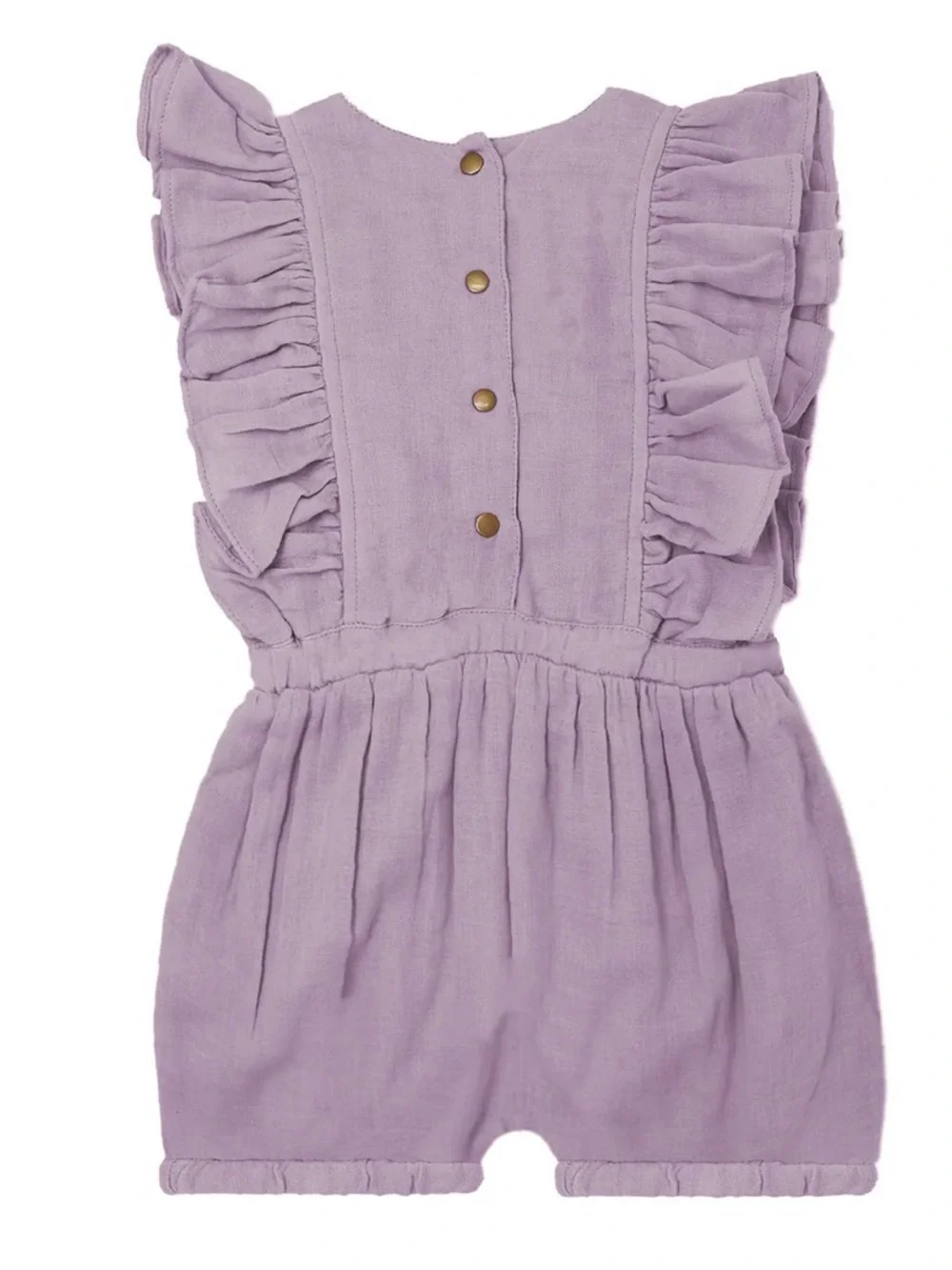 12-18m NWT L'ovedbaby Girls Organic Muslin Ruffle Bodysuit-Amethyst Purple - Picture 1 of 6